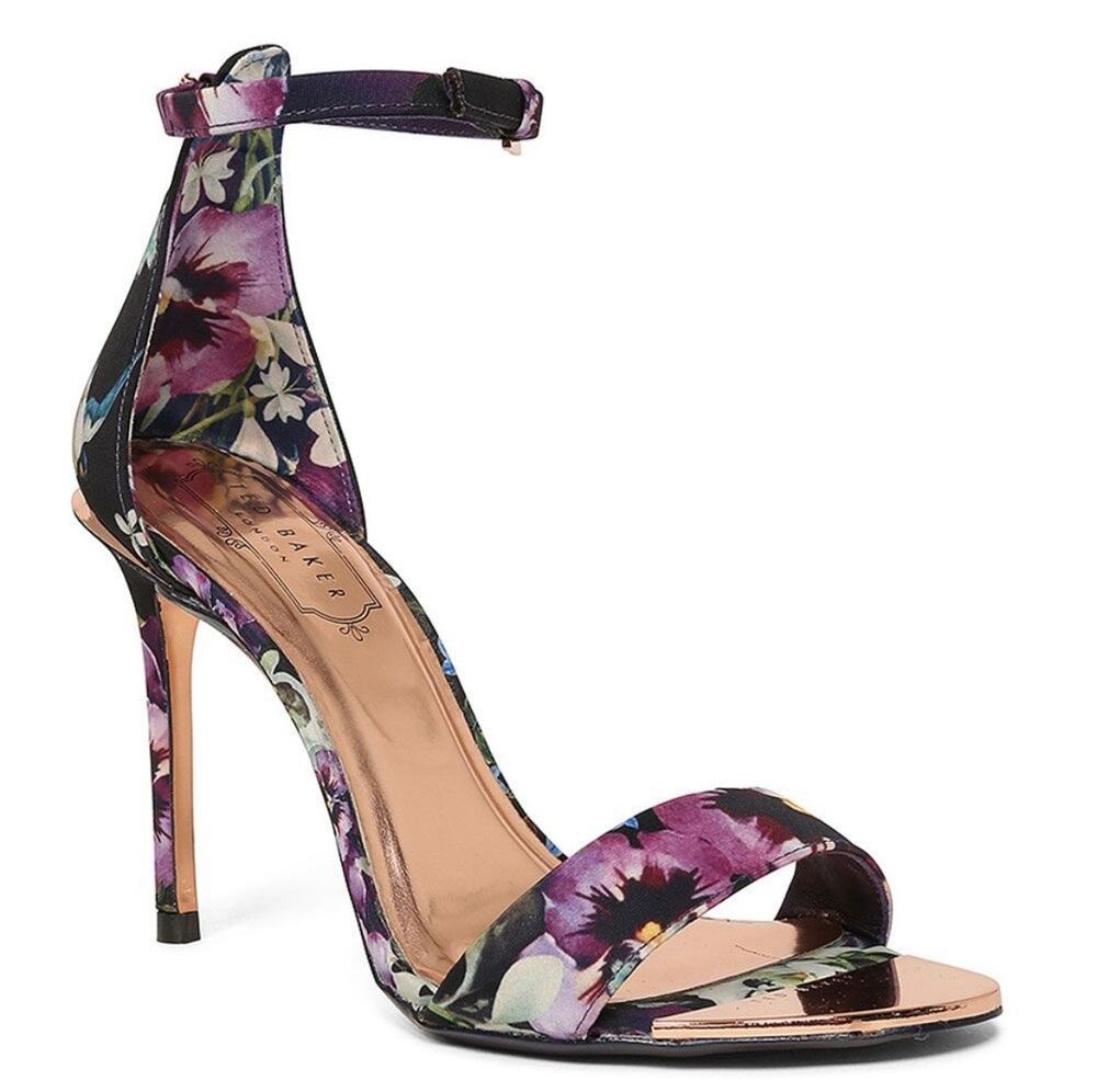Ted Baker Charv Dark Floral Navy Strappy Heels. Women’s 36.5 or US 6-6.5